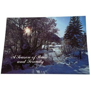 16 Vintage Christmas Cards with Holiday Scene Snowy Blue Landscape